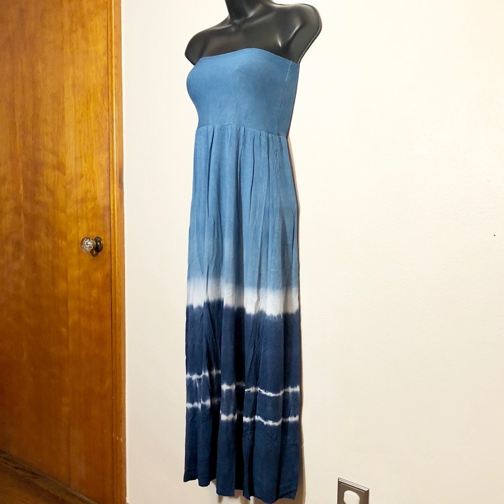Lucky Brand XS ombré blue tie dye maxi tube dress - Picture 3 of 7